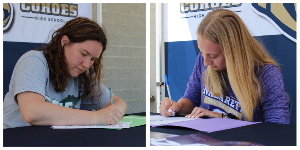 Megan LaPlante and Hannah Ragule sign athletic letters