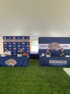Draya Hunt, Olivia Huneau, Jordan Prouty and Troy Snyder sign athletic letters